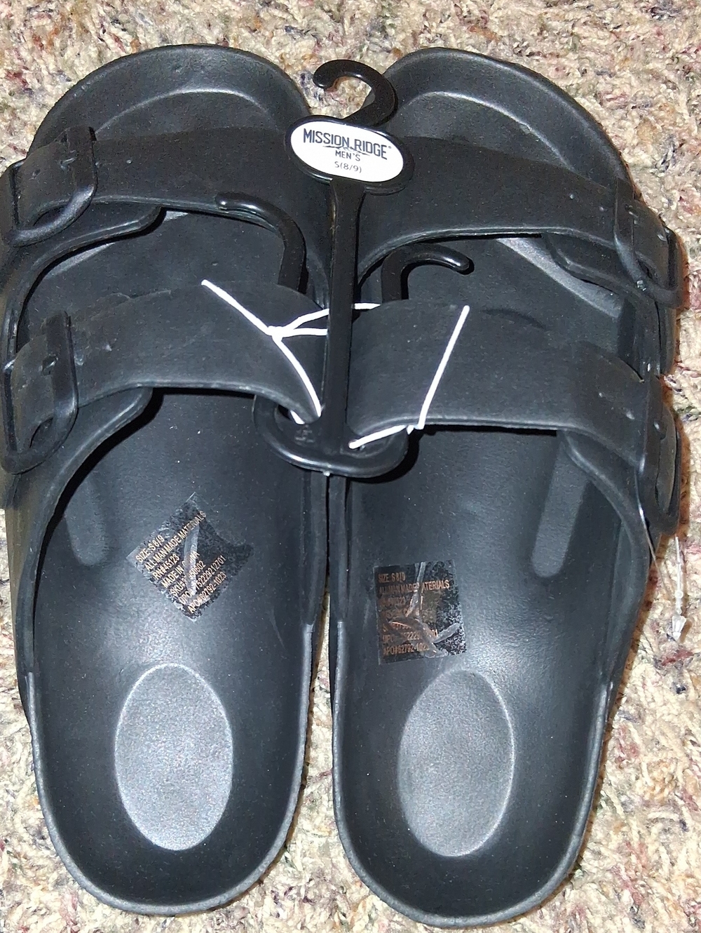 Mission Ridge Men’s Black Dual-Strap Slide Sandals